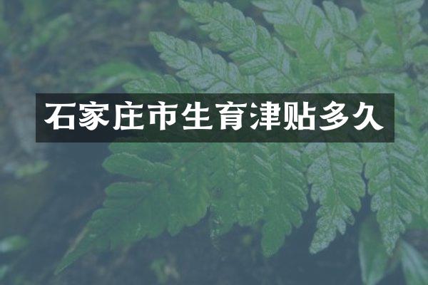 石家庄市生育津贴多久