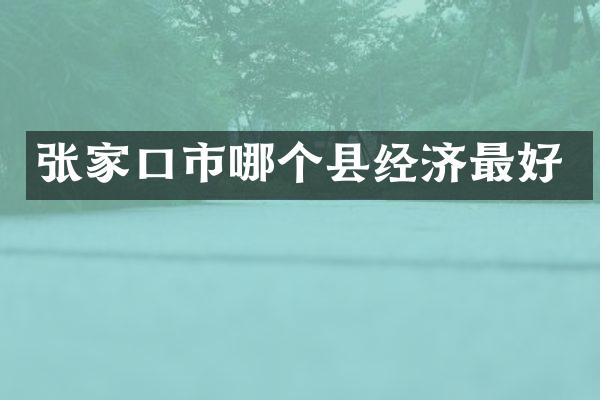 张家口市哪个县经济最好