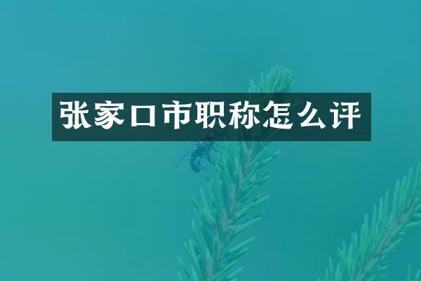 张家口市职称怎么评