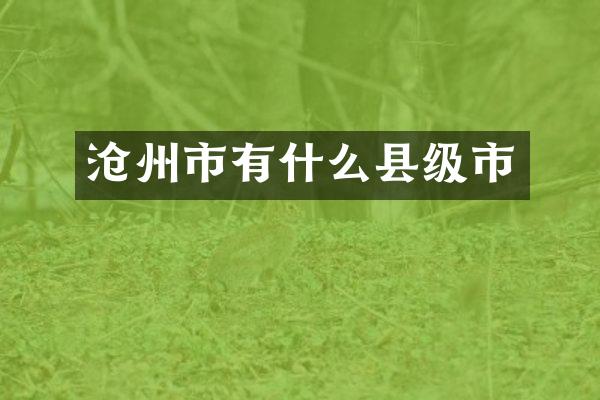 沧州市有什么县级市