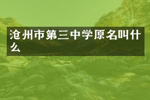 沧州市第三中学原名叫什么