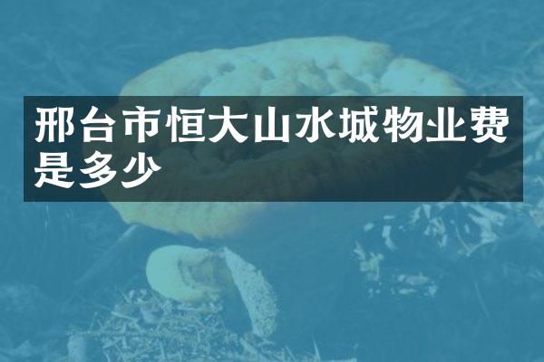 邢台市恒大山水城物业费是多少