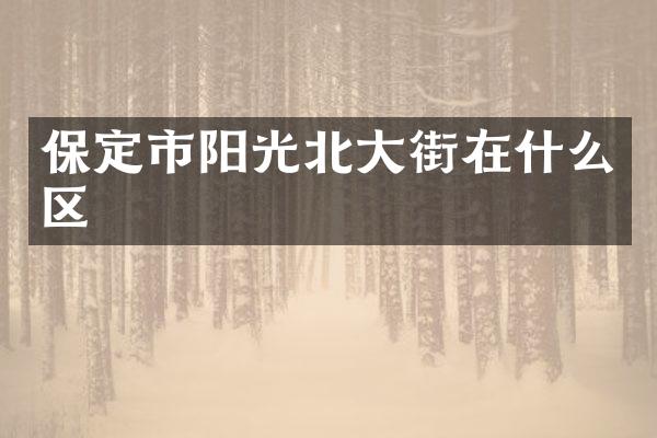 保定市阳光北大街在什么区