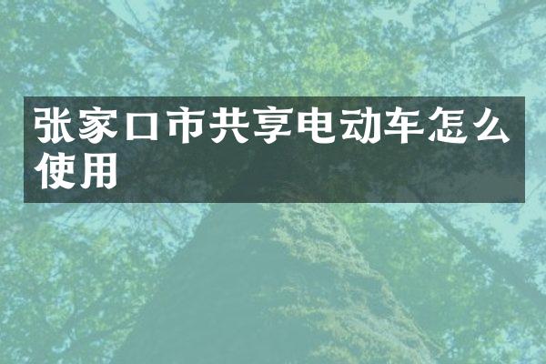 张家口市共享电动车怎么使用