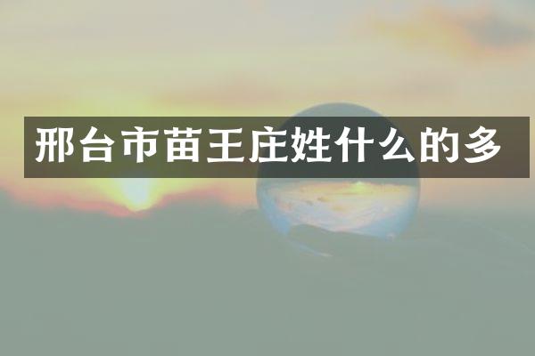 邢台市苗王庄姓什么的多