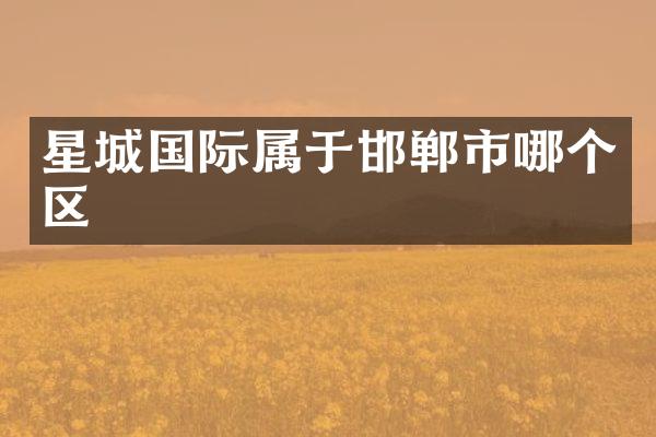 星城国际属于邯郸市哪个区