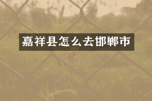 嘉祥县怎么去邯郸市