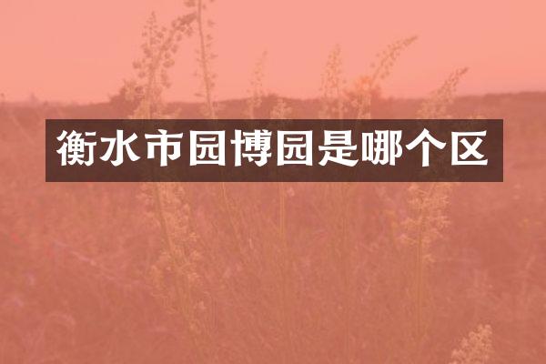 衡水市园博园是哪个区