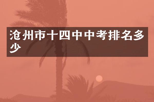 沧州市十四中中考排名多少