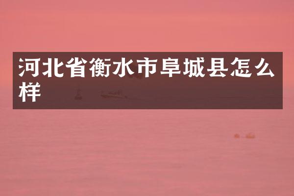 河北省衡水市阜城县怎么样