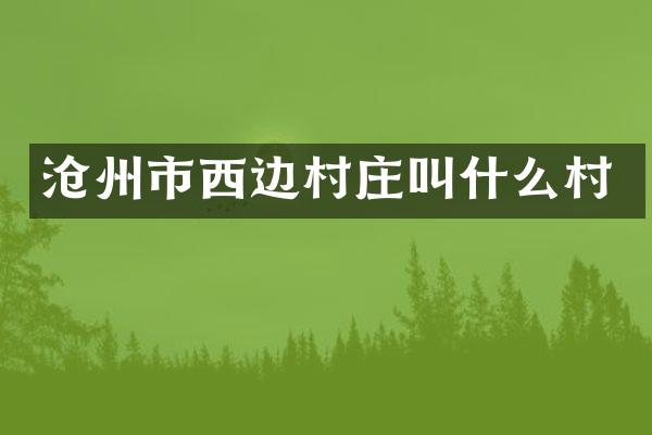 沧州市西边村庄叫什么村
