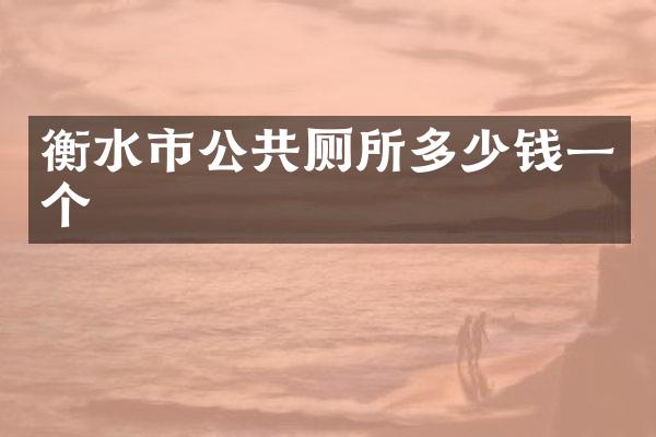 衡水市公共厕所多少钱一个