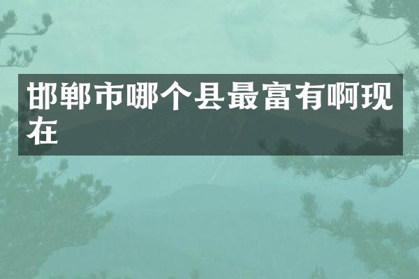邯郸市哪个县最富有啊现在