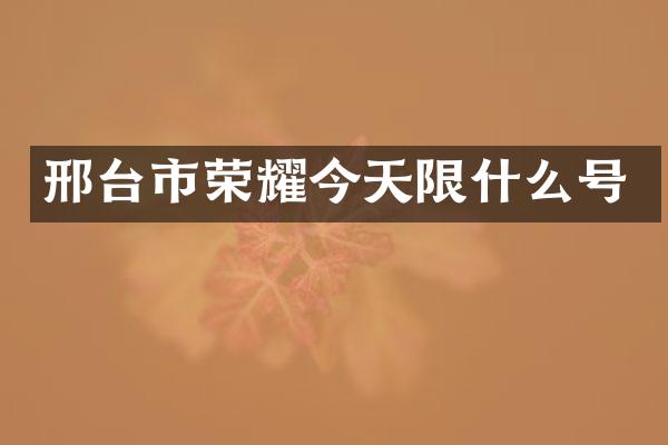 邢台市荣耀今天限什么号