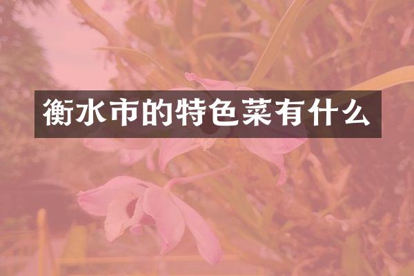 衡水市的特色菜有什么