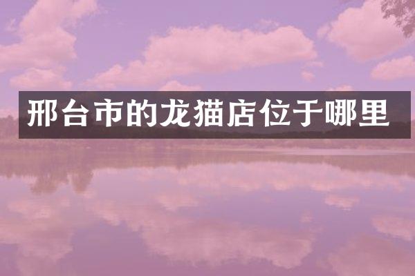 邢台市的龙猫店位于哪里