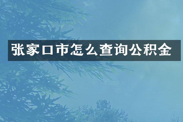 张家口市怎么查询公积金
