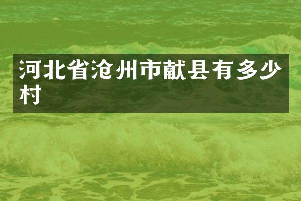 河北省沧州市献县有多少村
