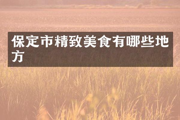 保定市精致美食有哪些地方