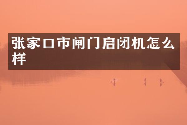 张家口市闸门启闭机怎么样