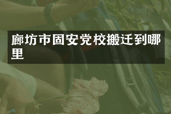 廊坊市固安党校搬迁到哪里