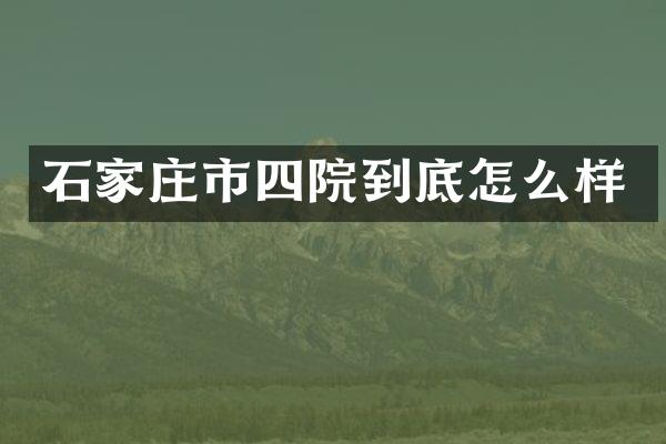 石家庄市四院到底怎么样