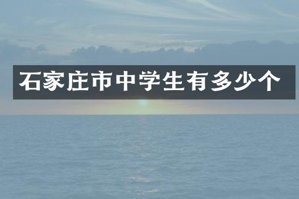 石家庄市中学生有多少个