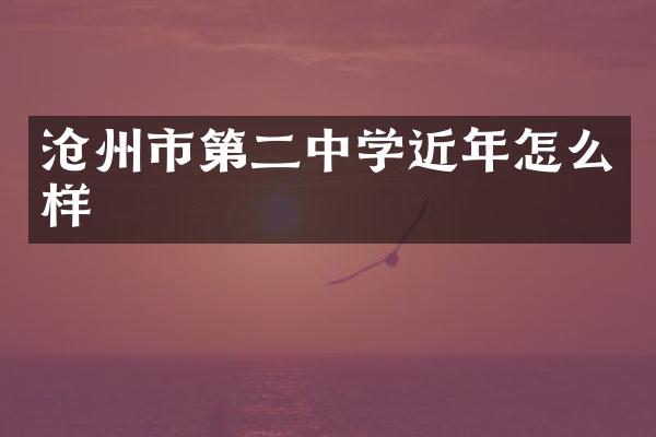 沧州市第二中学近年怎么样
