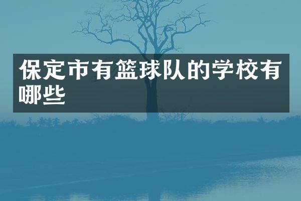 保定市有篮球队的学校有哪些