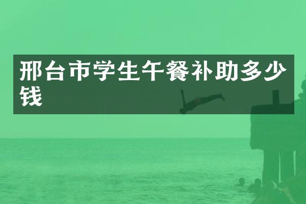 邢台市学生午餐补助多少钱