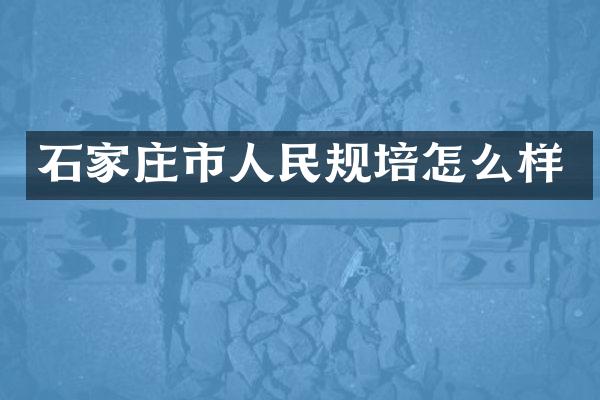 石家庄市人民规培怎么样
