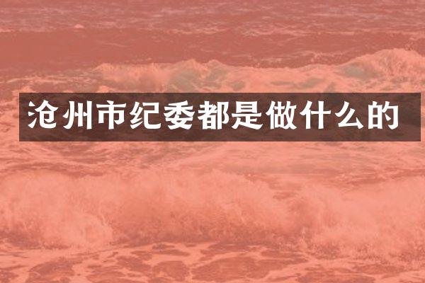 沧州市纪委都是做什么的