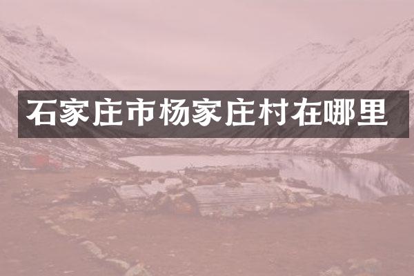 石家庄市杨家庄村在哪里