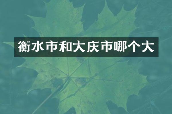 衡水市和大庆市哪个大