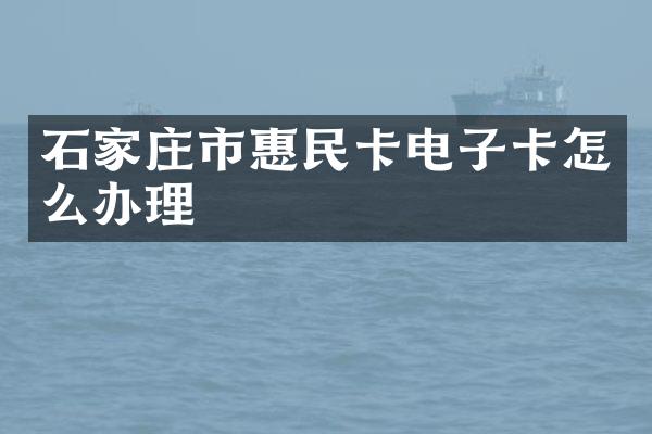 石家庄市惠民卡电子卡怎么办理
