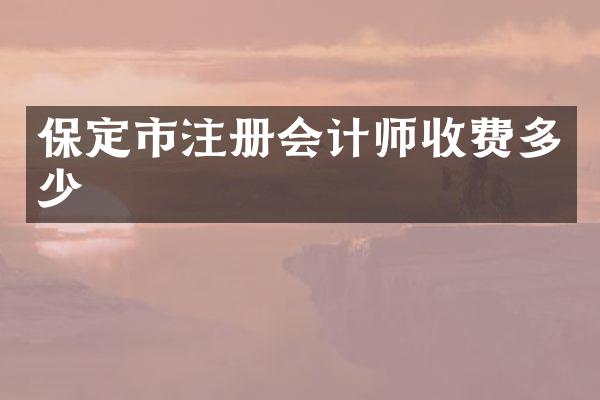 保定市注册会计师收费多少