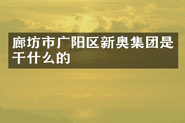 廊坊市广阳区新奥集团是干什么的