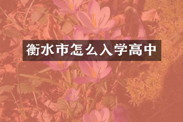 衡水市怎么入学高中