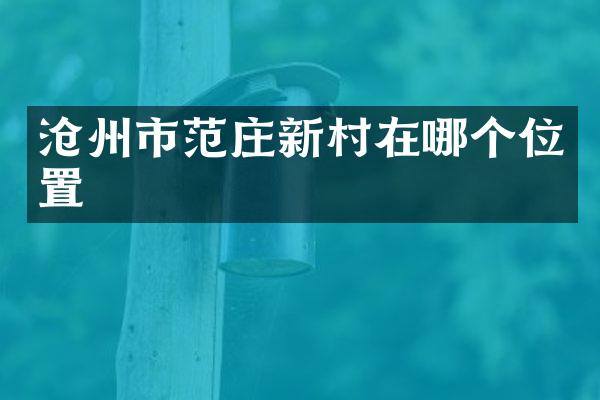 沧州市范庄新村在哪个位置