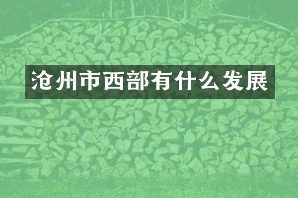 沧州市西部有什么发展