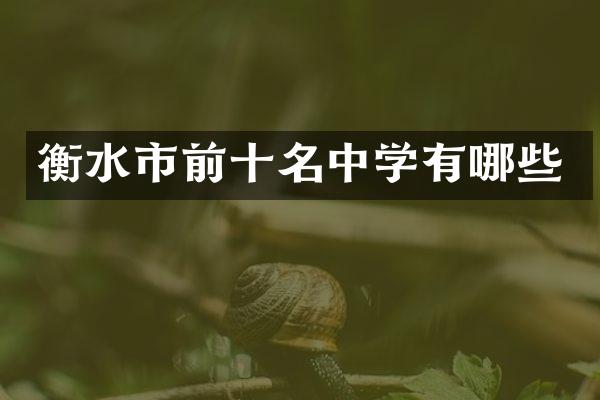 衡水市前十名中学有哪些