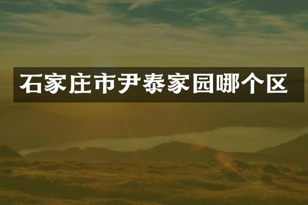 石家庄市尹泰家园哪个区