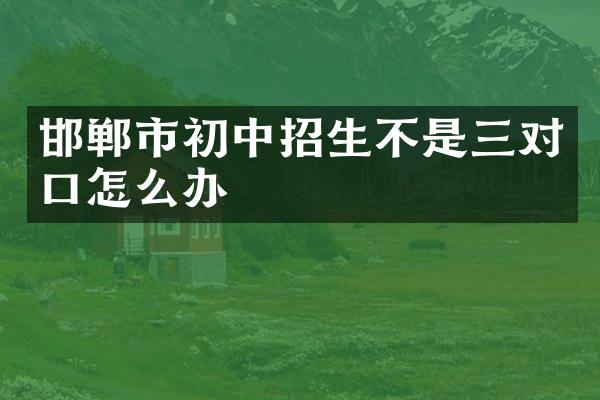 邯郸市初中招生不是三对口怎么办