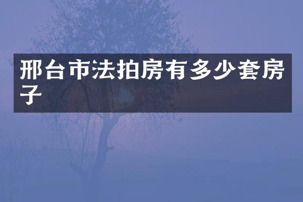 邢台市法拍房有多少套房子