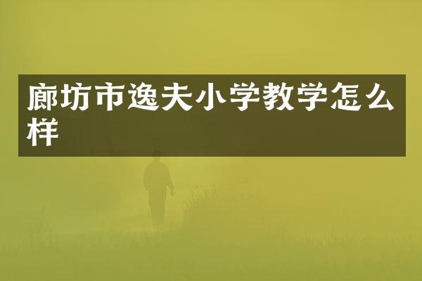 廊坊市逸夫小学教学怎么样