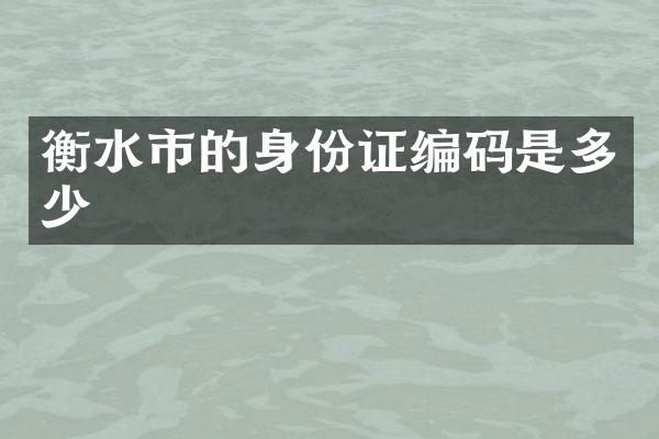 衡水市的编码是多少