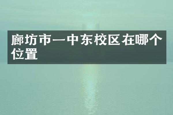 廊坊市一中东校区在哪个位置