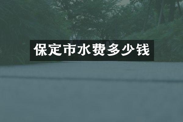 保定市水费多少钱