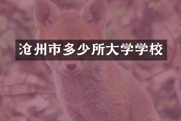 沧州市多少所大学学校