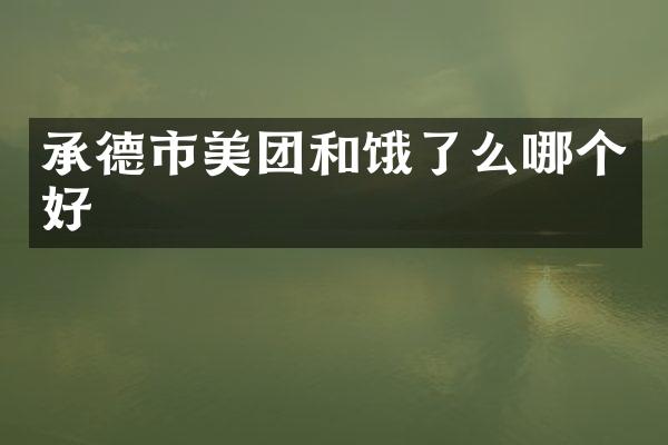 承德市美团和饿了么哪个好